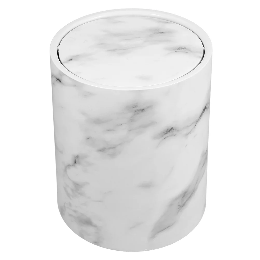 

1pcs Marble Texture Trash Bin 10L Swing Lid Waste Basket For Kitchen Bathroom Office Home Plastic Garbage Container Wastebasket