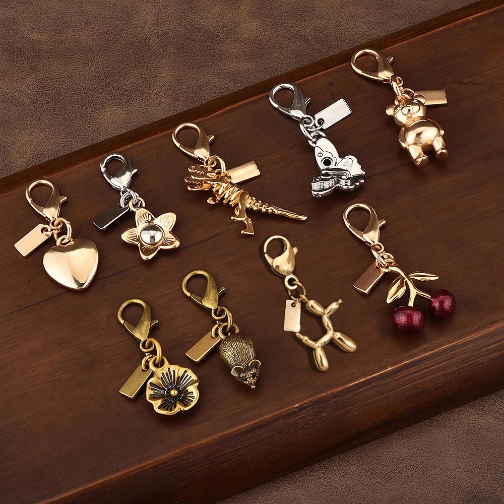 New Exquisite High-end Bear Cherry Dog Keychains For Women Y2k Bag Pendant Car Key Chains Jewelry Gift Decoration Accessories