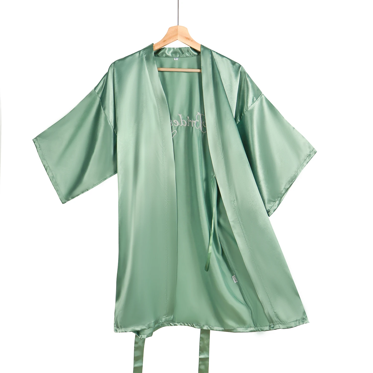 1pc new sage green bridesmaid robe embroidered bridesmaid kimono wedding party robes