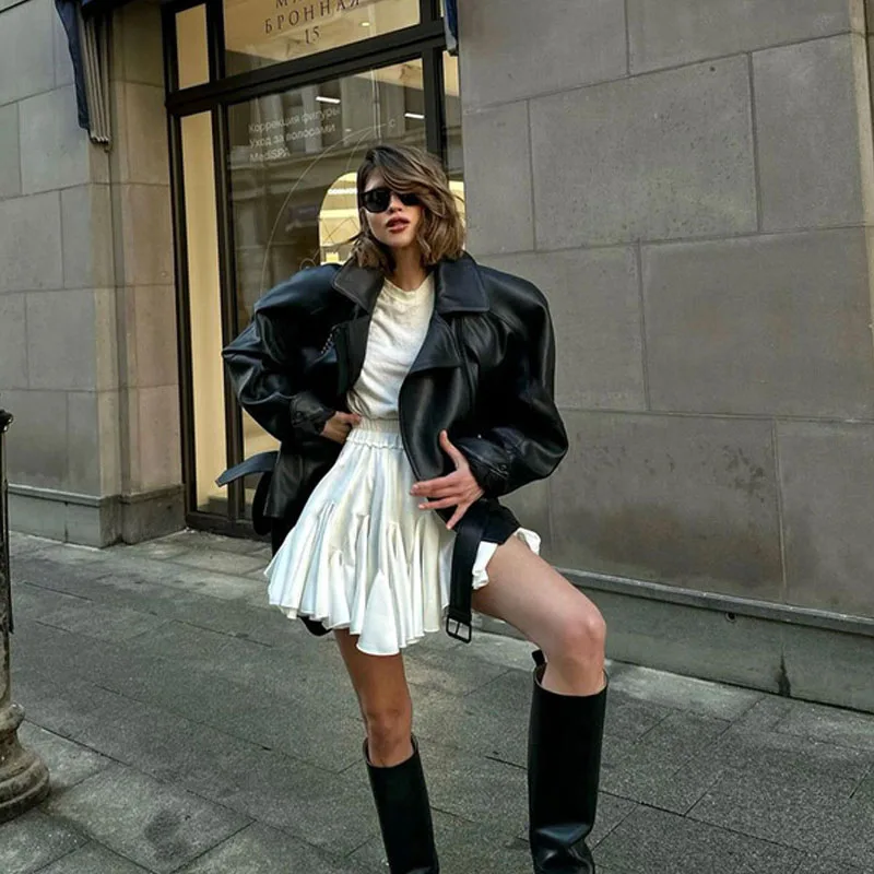 Women's Summer White Mini Skirt High Waist A-Line Vintage Ruffle Tennis Style Black Elastic Waist Cute Ruffle Short Skirts