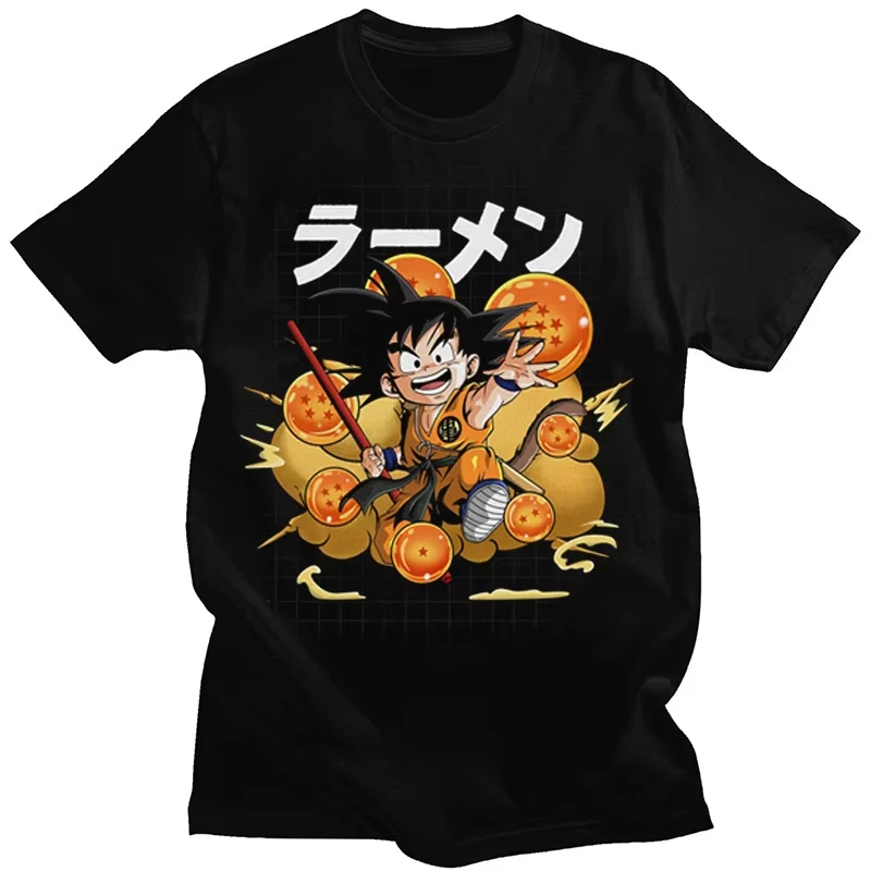 

Sun Man Seven Dragon Ball Goku Son Goku Dragon Ball Pure Cotton Men's Short Sleeve Cartoon Print Couple T-shirt