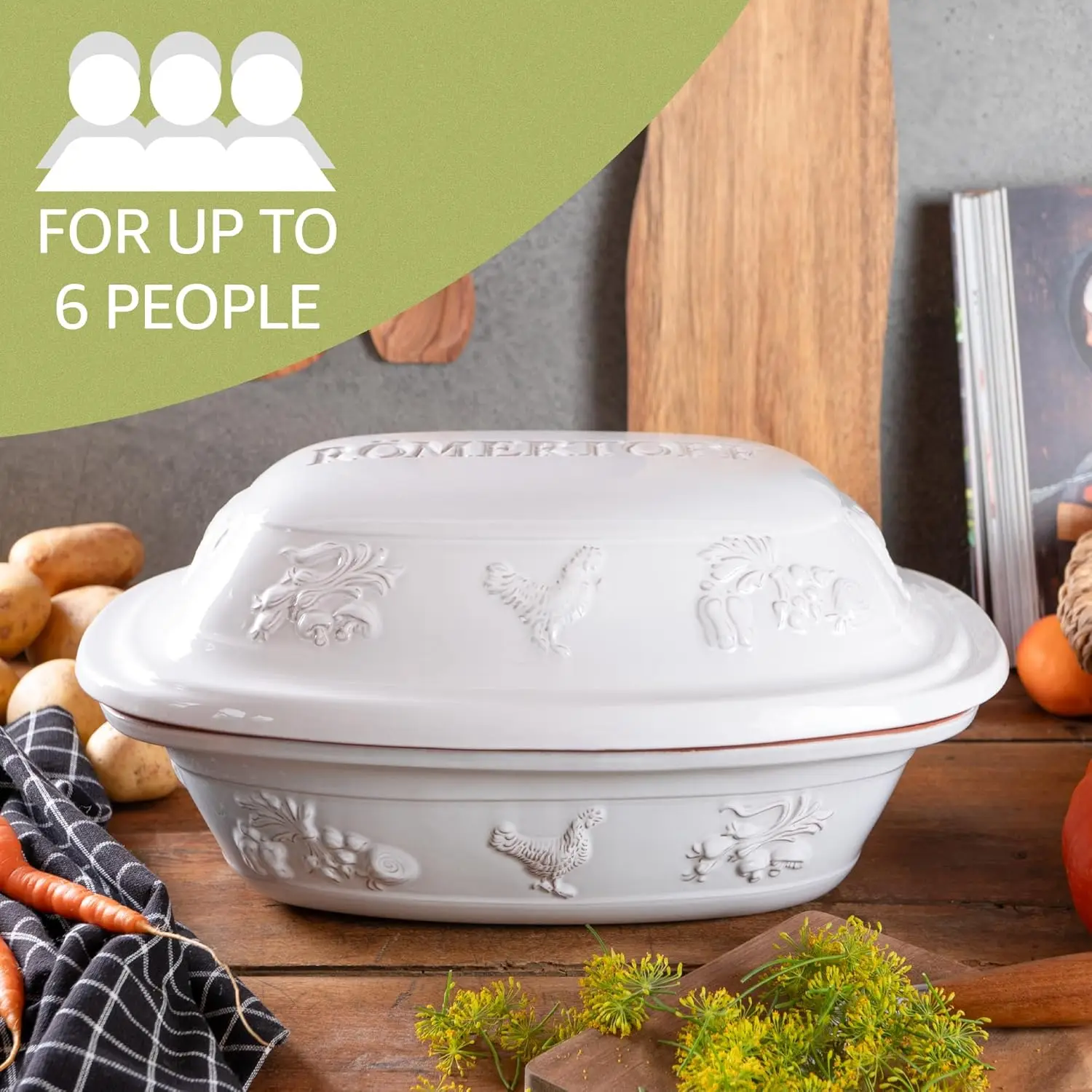 Rustico Clay Roaster | Non-Stick Dutch Oven | Healthy Pot Cooking | Clay Baker | Versatile Cooking Vessel - 5.2 Quart (5 Liters)