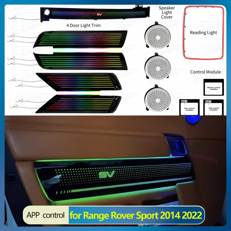 

Для Range Rover Sport 2014 2022, светодиодная крышка динамика, декоративная лампа, замена стиля