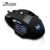 ZELOTES T-80 Gaming Mouse 7200 DPI Backlight Multi Color LED Optical 7 Button Mouse Gamer USB Wired Gaming Mouse for Pro Gamer