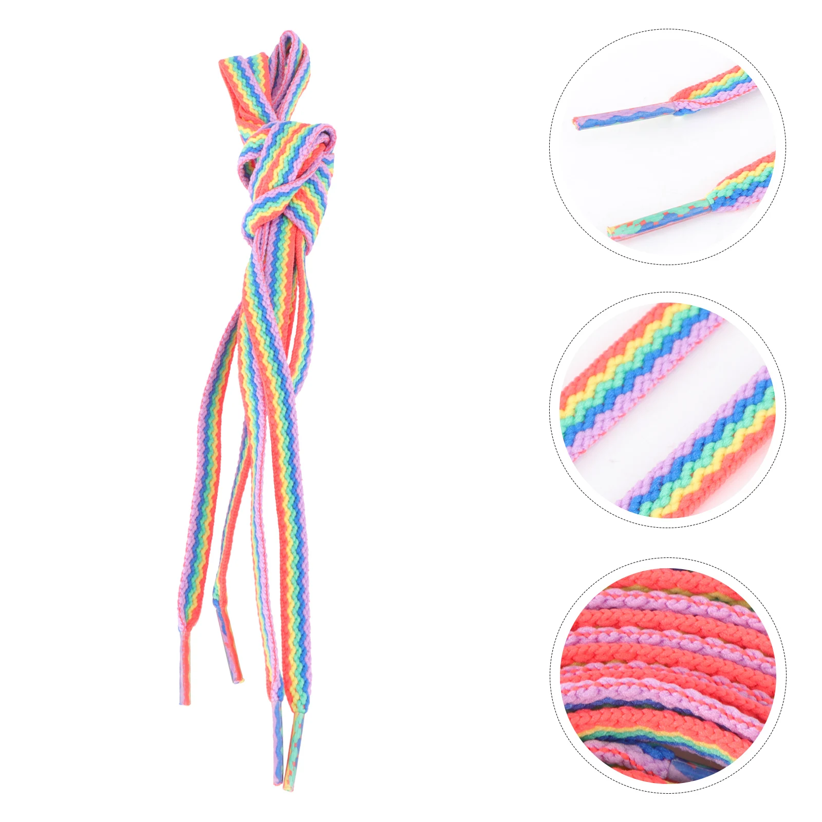 

1 Pair Flat 3D Rainbow Shoelaces Bright Color Sneaker Shoestrings For Sports Casual Shoes Durable Shoe Tie Replacement