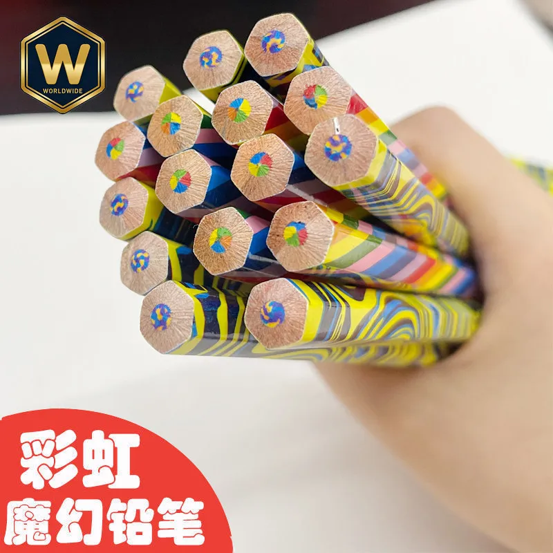 For Rainbow Pencils Ins Style Multi-Color Mixed Colored Pencils for Kids Drawing Hand-Painted Graffiti DIY