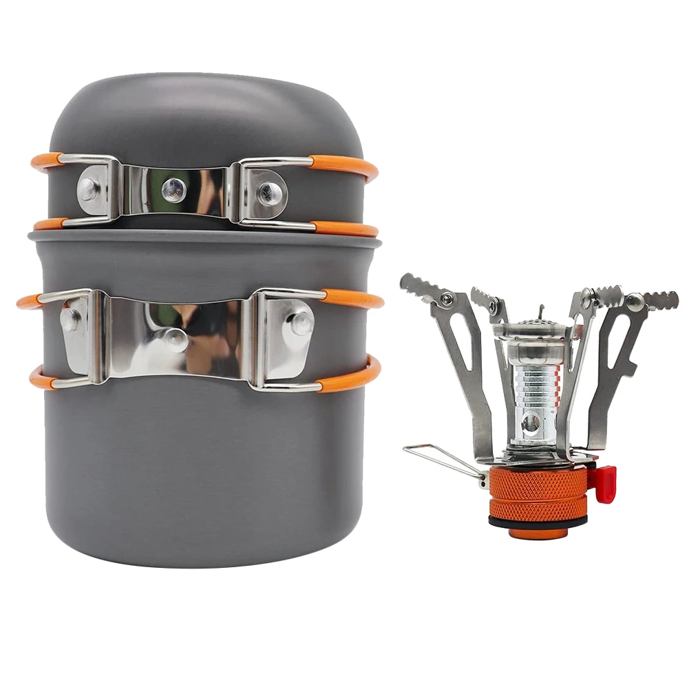 Portable Backpacking Stove,Ultralight Camp Stove with Piezo Ignition,Outdoor Portable Picnic Stoves Cookware Equipment