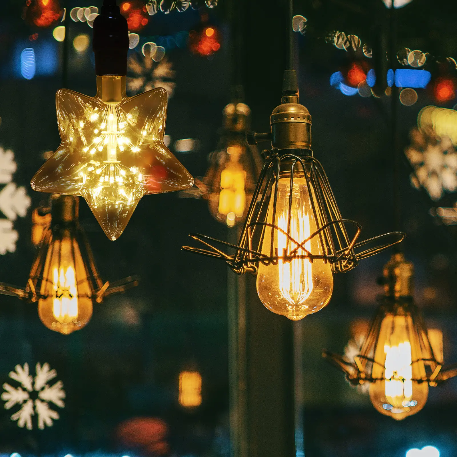 LED Star Bulb Vintage Edison Style Decorative Light Bulb E27 for Indoor Ceiling Wall Sconce Lamp Fixture Soft Light Warm