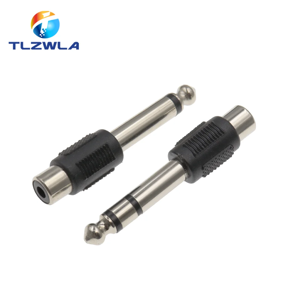 1PCS RCA Female Socket Turn 3.5MM Stereo Plug Audio Adapter 6.3MM Stereo Plug To RCA Socket 2 in 1 Stereo Connector