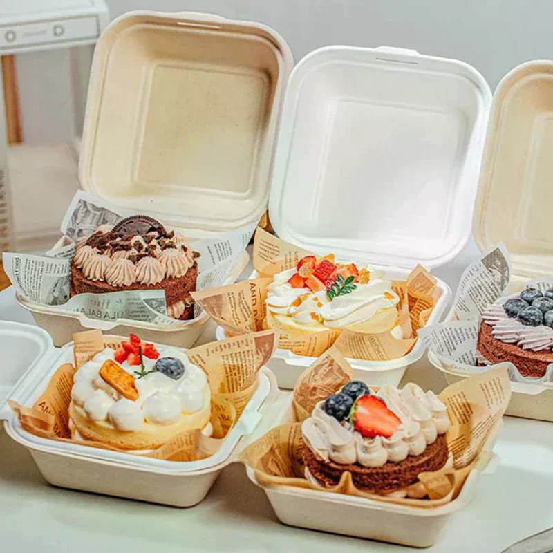 10pcs Disposable Bento Food Containers Baking Dessert Cake Bowl Packaging Burger Snack Boxes Microwavable Home Lunchbox