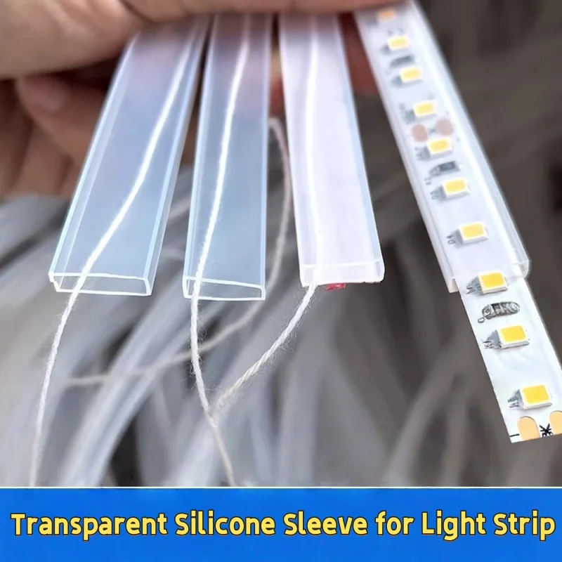 

LED strip light transparent waterproof Sleeve Outdoor Silicone Tube 8/10/12MM Channel Diffuser Cover with End Caps Fixing Clips