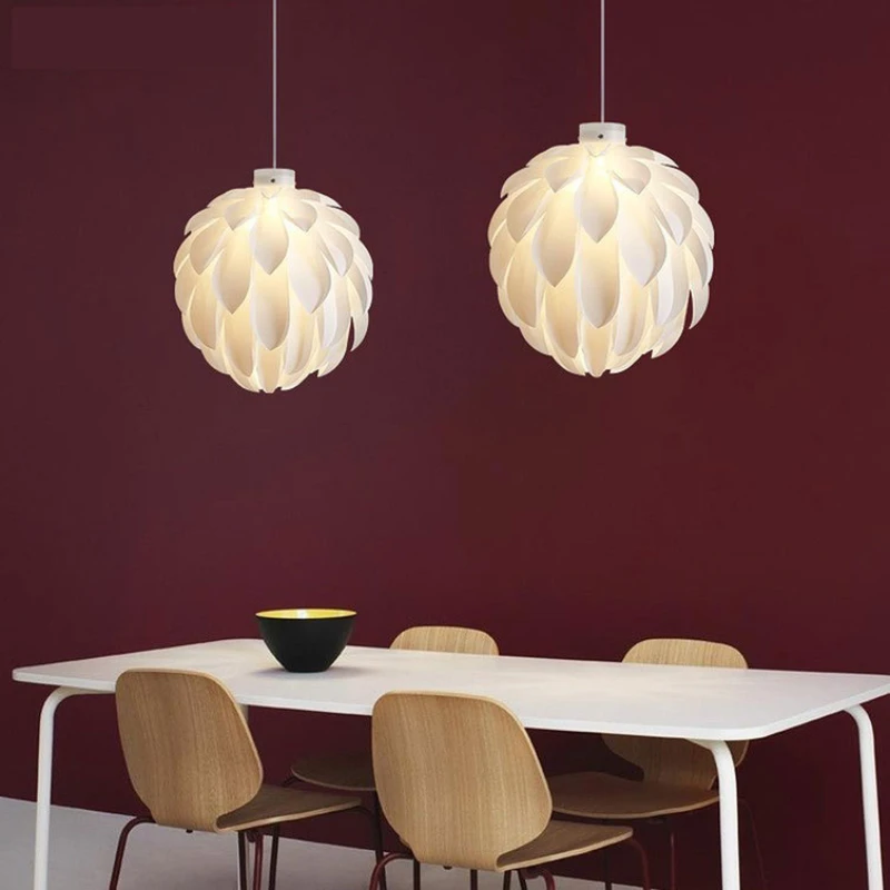 Modern Cream wind LED Pendant Light Living Room Bedroom Kitchen Bar counter  Indoor Home Decor Feather Hanging Light Fish scale