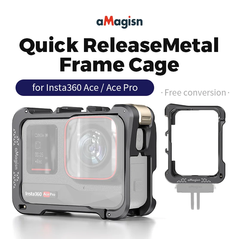 aMagisn Quick Release Metal Frame Cage Sport Camera Protection Accessory for Insta360 Ace/Ace Pro