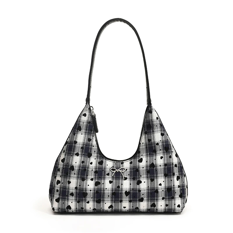

Shoulder Bag for Women Polka Dot Underarm Bag PU Leather Bowtie Hobo Bag with Zipper Tote Purse for Travel Commuting