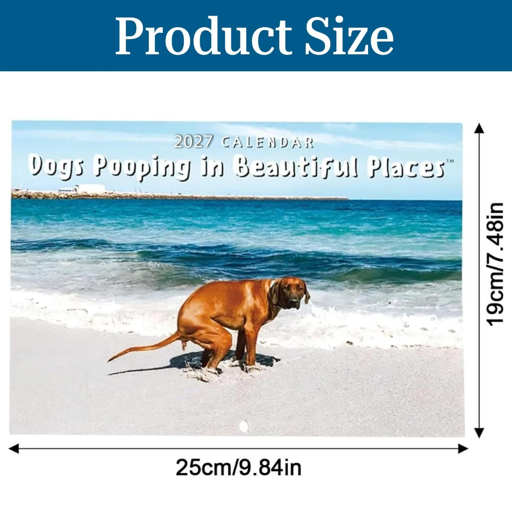 Funny New Year Calendar Pooping Dogs Calendar 2027 Dogs Pooping in Beautiful Places Calendar Dog Poop Calendar for Home Office