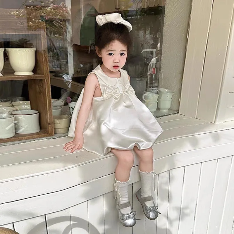 فستان صيفي للفتيات 2025 نمط جديد للأطفال فستان عيد ميلاد راقي فستان الأميرة فستان بدون أكمام للفتيات #4