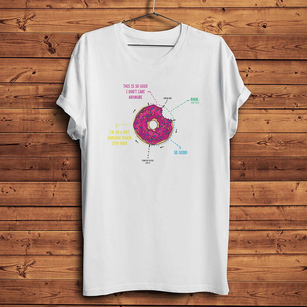 pizza and doughnut instructions Funny Donut Pizzeria T Shirt Men Homme Casual Short Sleeve Daily TShirt Unisex Breathable Tee