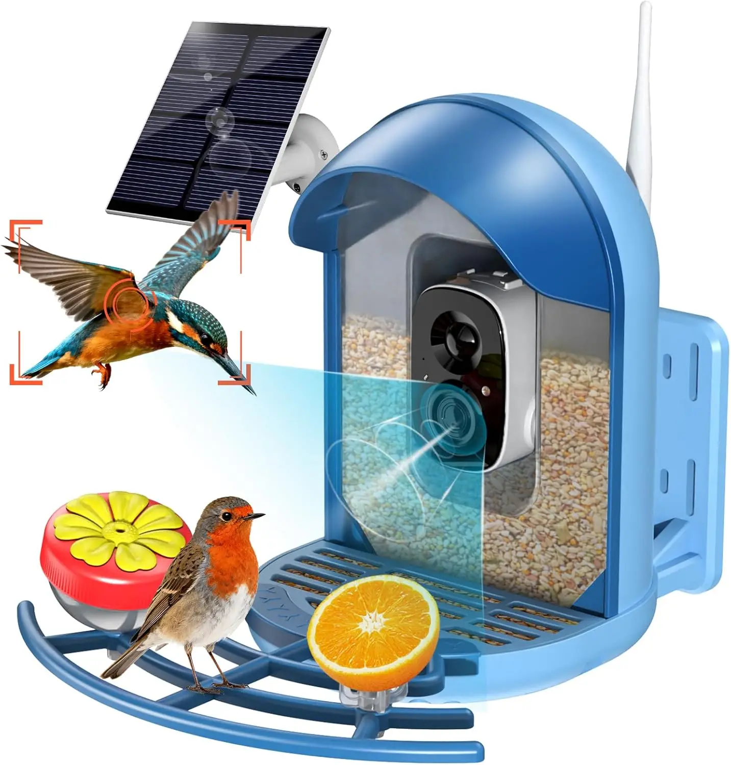 

Smart Bird Feeder with 2K Camera Solar Powered Wireless for Backyard Garden Bird Watching and Night Vision