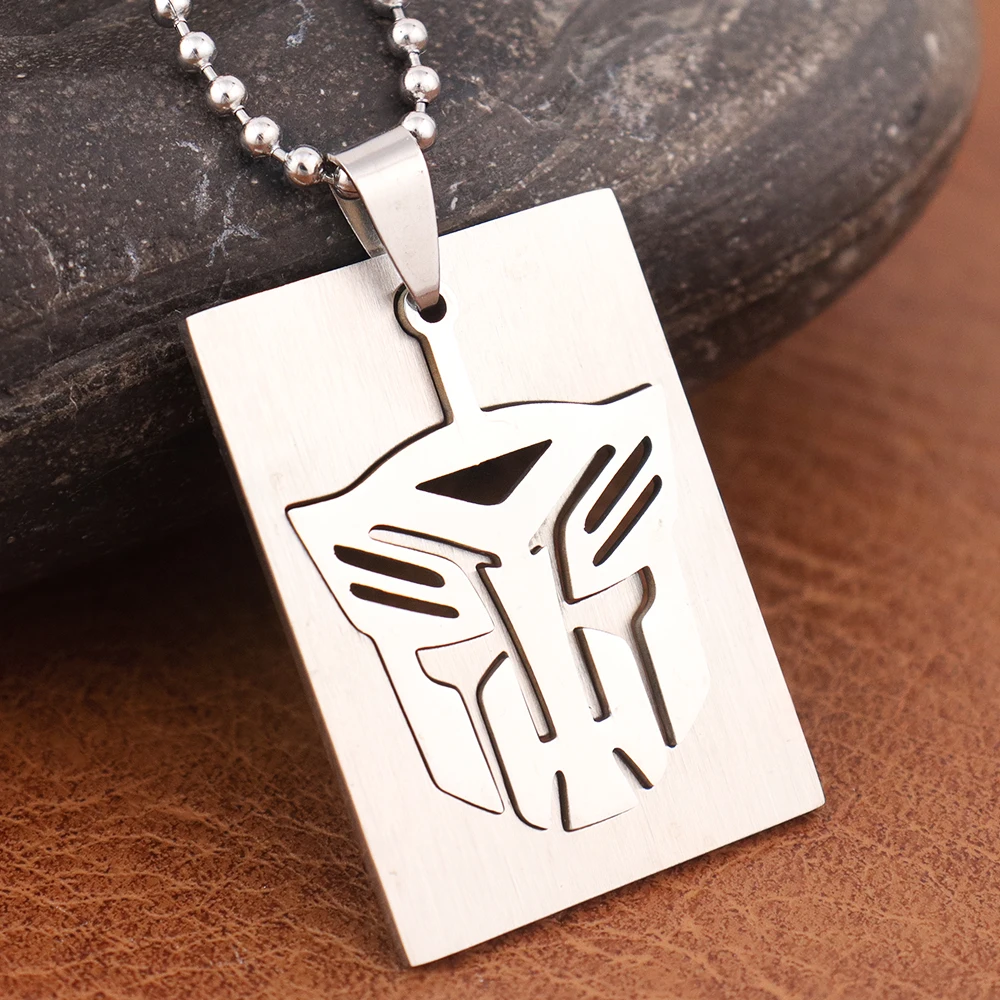 Popular Movie Men\'s Pendant Punk Autobots Pendant Optimus Prime Decepticon Logo Fashion Necklace Hollow Geometry Jewelry
