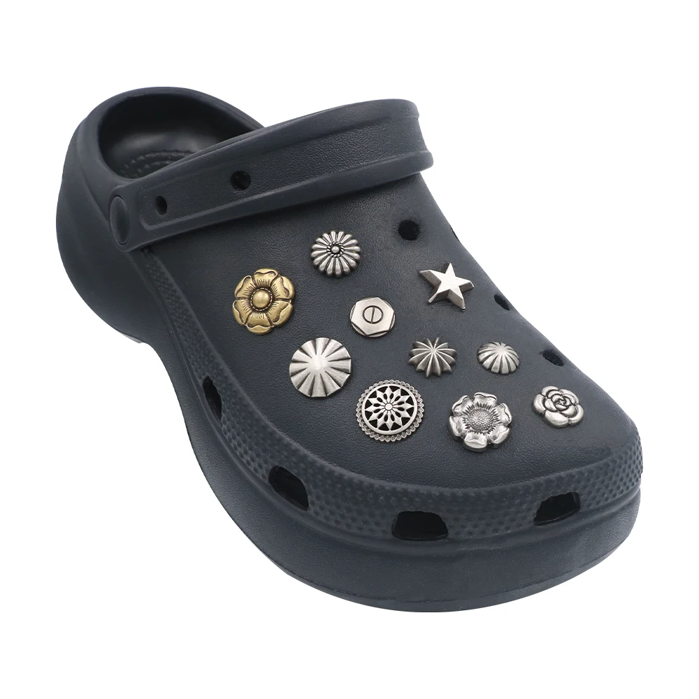 1 Set Metal Shoe Accessories Charm Round Disc Heart Flowers Star Decorations Pines Simulated Turquoise Pumpkin Sandals Adornos view 3