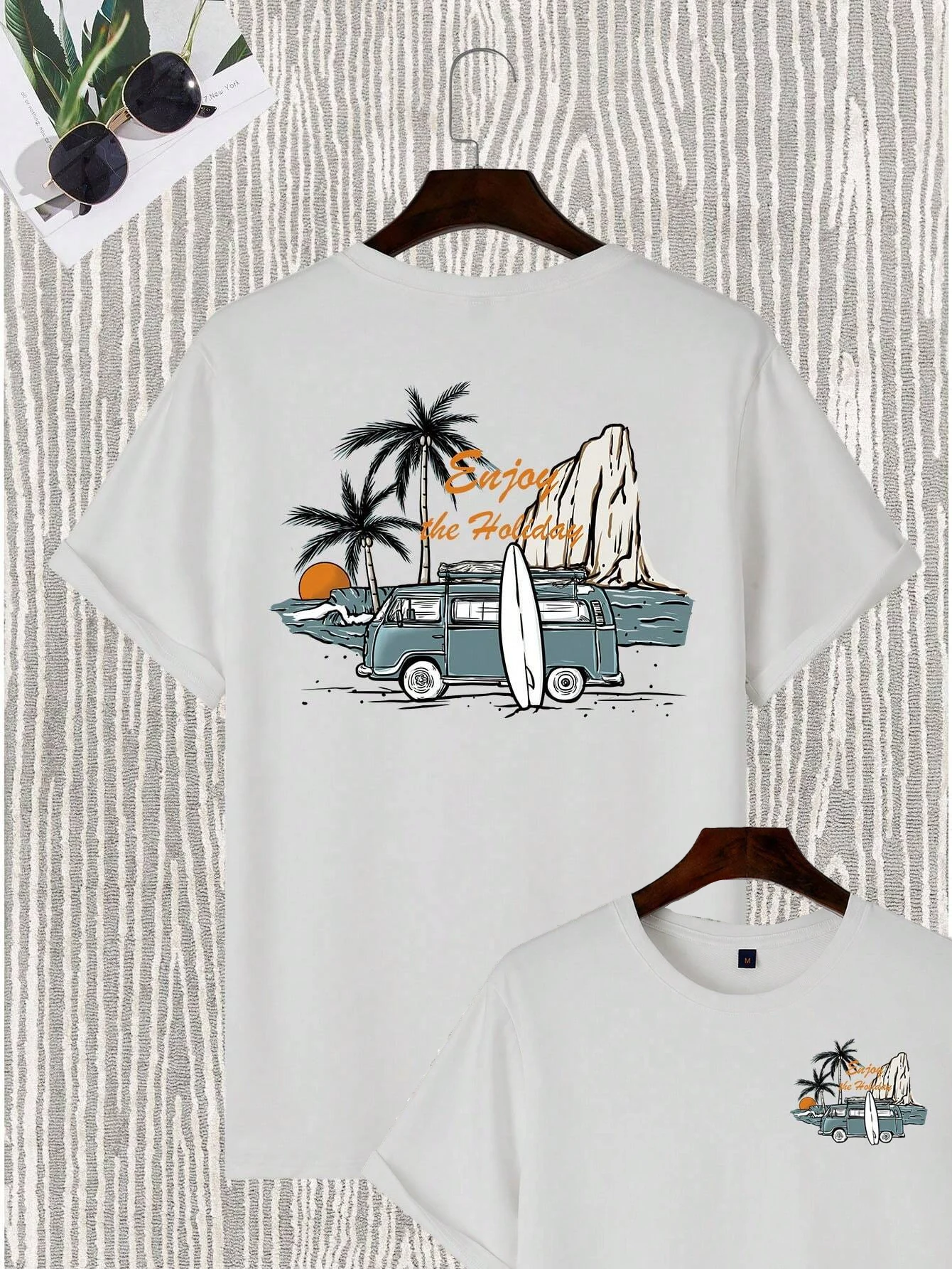 Palm Tree Car Men Cotton T-shirt Luxury Brand Fashion Big Size Top Casual Short Sleeve Streetwear Classic Print New Arrival Tee image 5