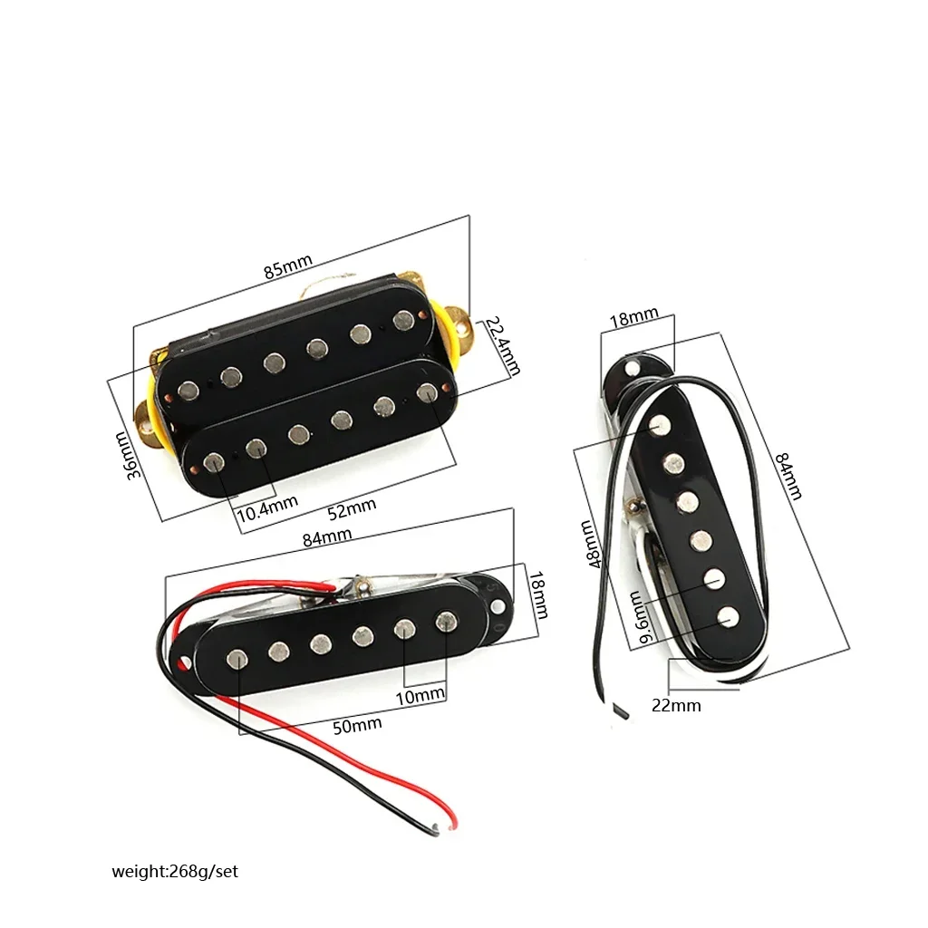 A Set of  SSH Guitar Pickup Set Single Coil & Humbucker Pickups Black ceramic pickup set for Electric Guitar Parts & Accessories