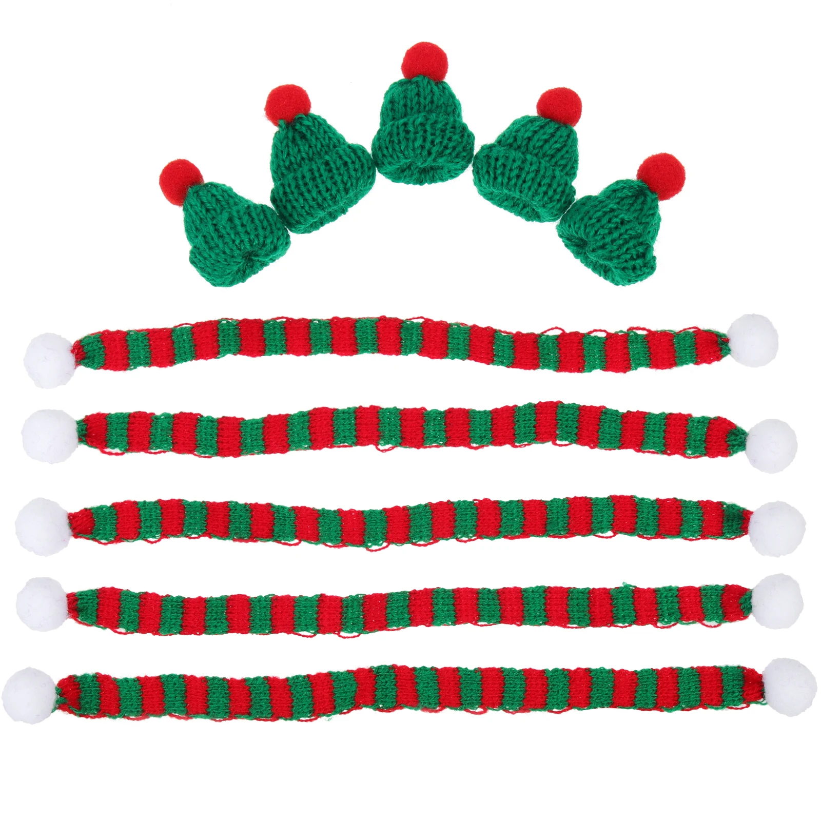 

5 Sets Top Hat Wool Scarf Miss Christmas Decor Decorations Yarn Accessories Bottle