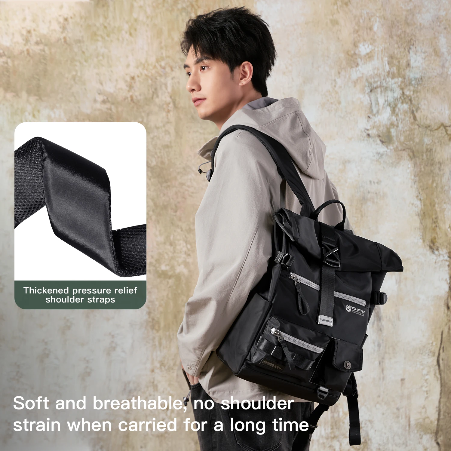 Volunteer Travel Laptop Waterproof Backpack for Men Women Camping Hiking Business School Bag Casual Fashion Daypack Man 1868-01