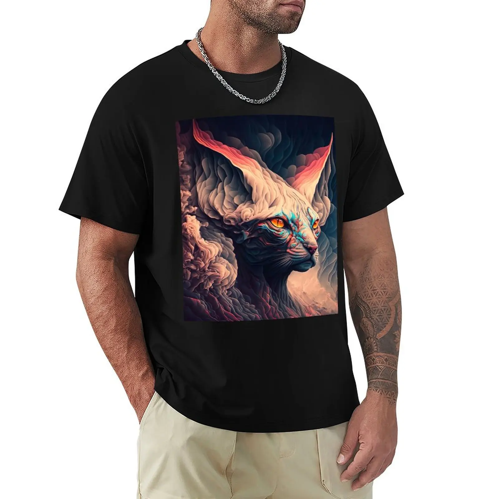 Sphynx Cat from another dimension T-Shirt Holiday Party T-Shirt for Men