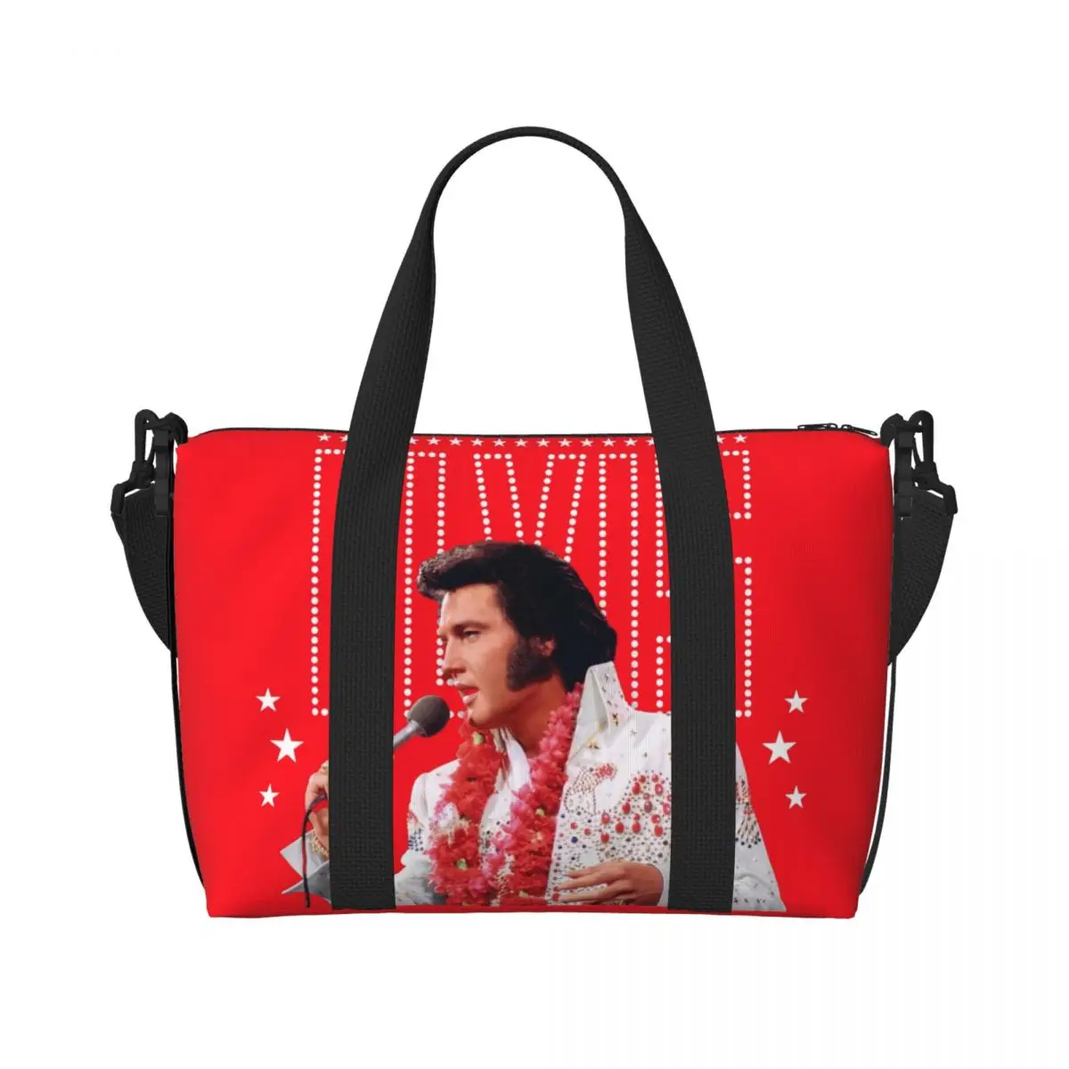 Borsa tote personalizzata Elvis e Rock King da donna Borsa da viaggio a tracolla da spiaggia per cantante americana di grande capacità