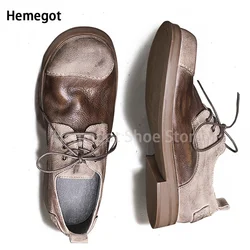 Vintage Thick Sole Shoes for Men Leather Handmade Shoes Retro Style Japanese Design Retro Shoes British Style Lace Up Work Shoes
