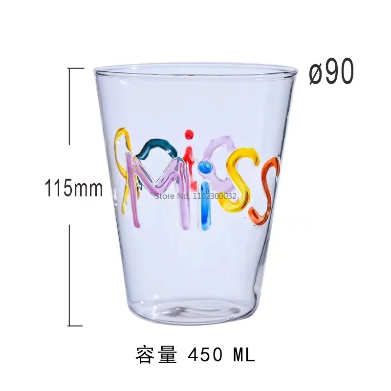 450ml Heat Resistant Glass with Colorful Letter Happy Birthday Smile Cocktail Cups  Coupes Wine Glass Wine Glass