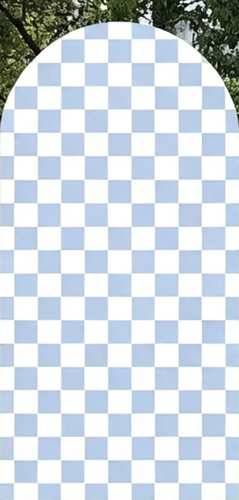 Custom Double-Sided Burnouts or Bows Gender Reveal Baby Shower Arch Backdrop Cover Wheels Pink Blue Grid Birthday Party Photo