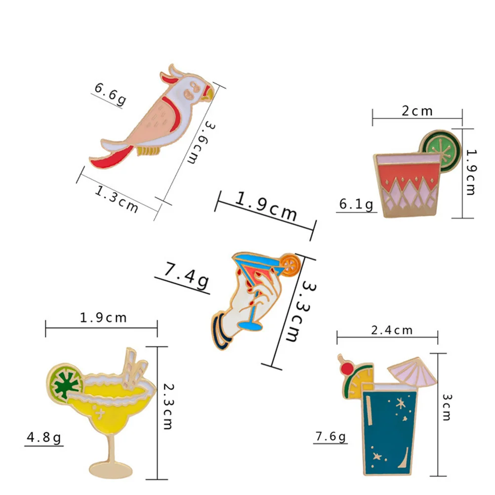 10 قطعة عصير الليمون يقطر بروش شاطئ حفلة الكرتون سبيكة الإبداعية شيك دبابيس فستان اكسسوارات الببغاء كوكتيل موضوع دبوس