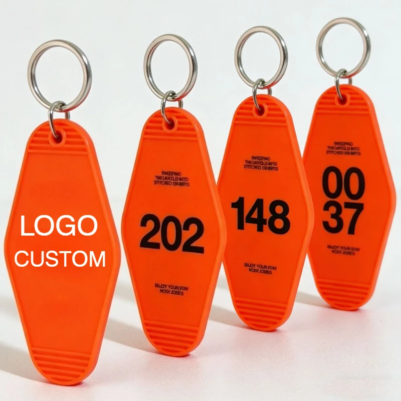 100pcs UV Printing Logo Key Chains Tag DIY Pendant Keychain Keyring for Hotel Motel Gift