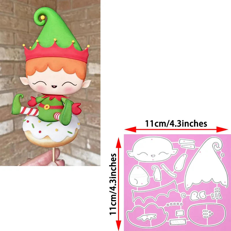 Donut Christmas Elf Cutting Dies New Year Characters Metal Embossing Stencil DIY Scrapbook Cards Craft Decor