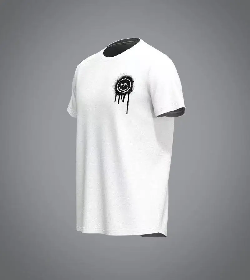 2026Latest Men White Cotton T-shirt Colorful VRK Sticker Graffiti Drip Print Back Design Hip Hop Loose Short Sleeve Street Trend
