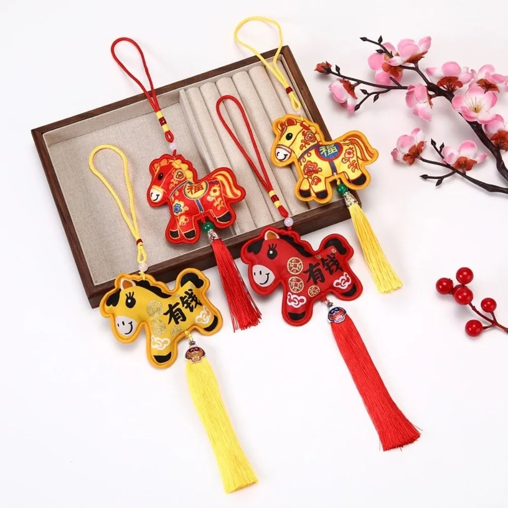Chinese Style Horse Sachet Tassel Bag Charms Kids Gift Horse Bell Tassel Pendant Red Horse Zodiac Incense Packet