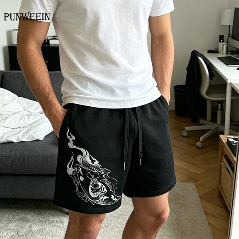 

Y2K Gothic Playing Cards Print Casual Sweat Shorts Punk Hip Hop Streetwear Sport Shorts Summer Fashion Sports Short Pants Unisex