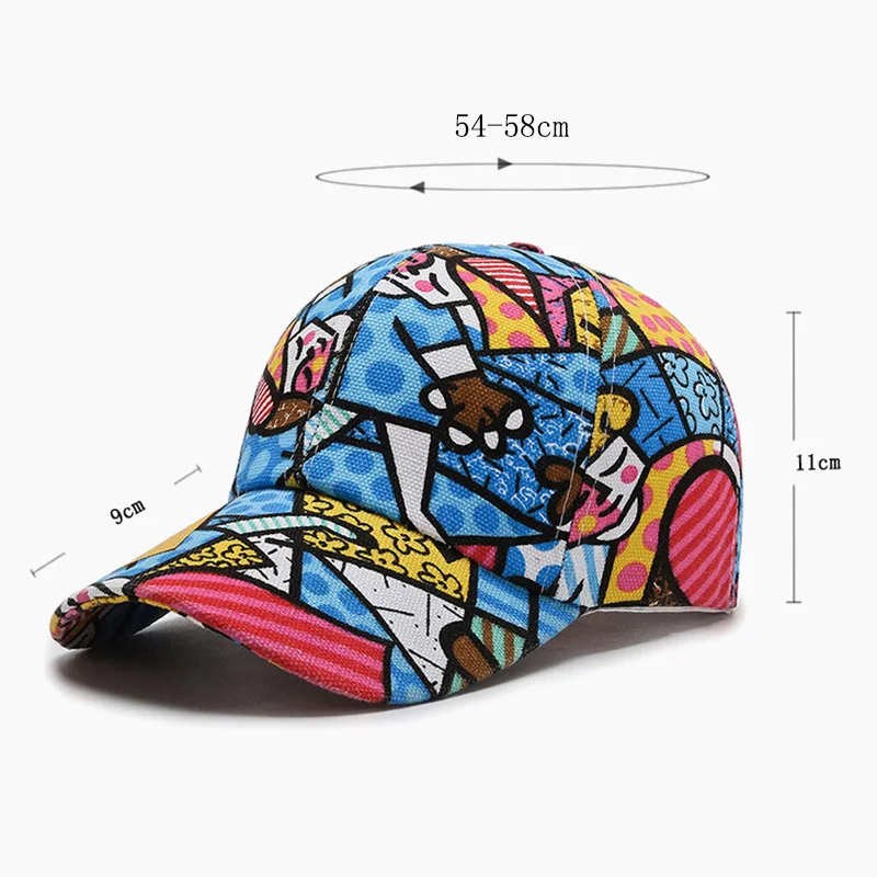 Men Women Cool Lips Flowers Cartoon Print Sport Baseball Cap Summer Sunscreen Punk Hip Hop Street Dance Performance Sun Hat R56