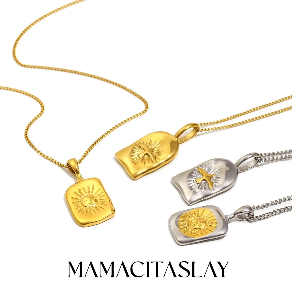 MamacitaSlay 316L Edelstahl gemischte Farbe asymmetrische Halskette 18K vergoldet wasserdicht Schmuck Damen einzigartige Halskette
