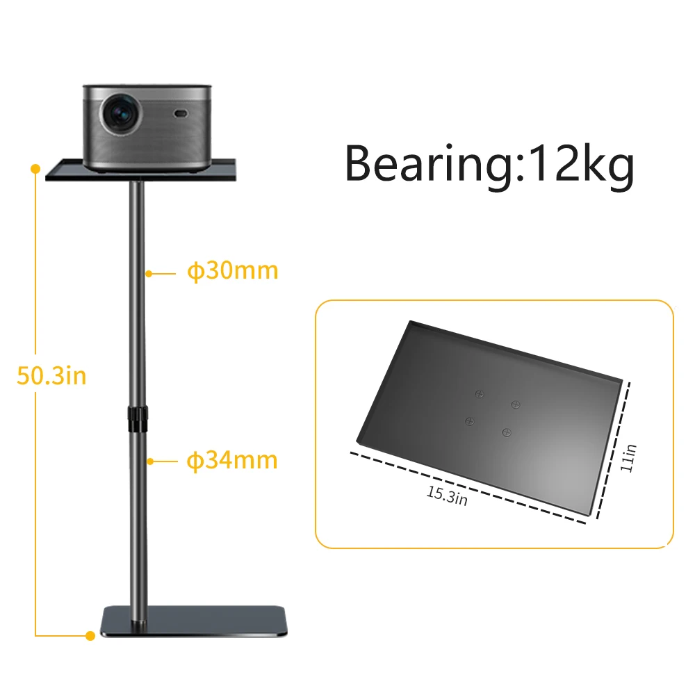 SH Floor Projector Support Stand Metal Holder Multi-angle Adjustable 360 PTZ Rotating Projector Bracket for Film Video Projector