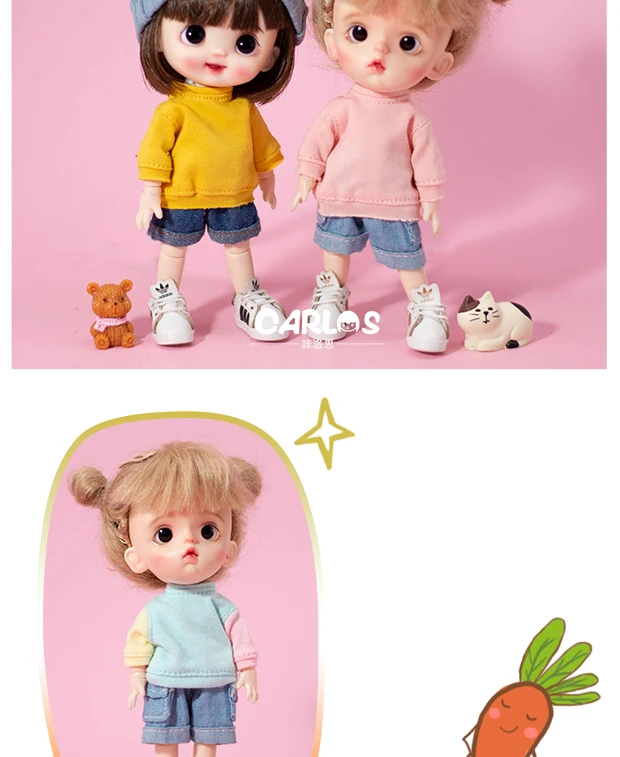 Ob11 Puppen kleidung einfarbig gestreiftes Hoodie-T-Shirt mit langen Ärmeln Zubehör für bjd, gsc, obitsu11, molly, ymy, p9, gsc – Detail 14