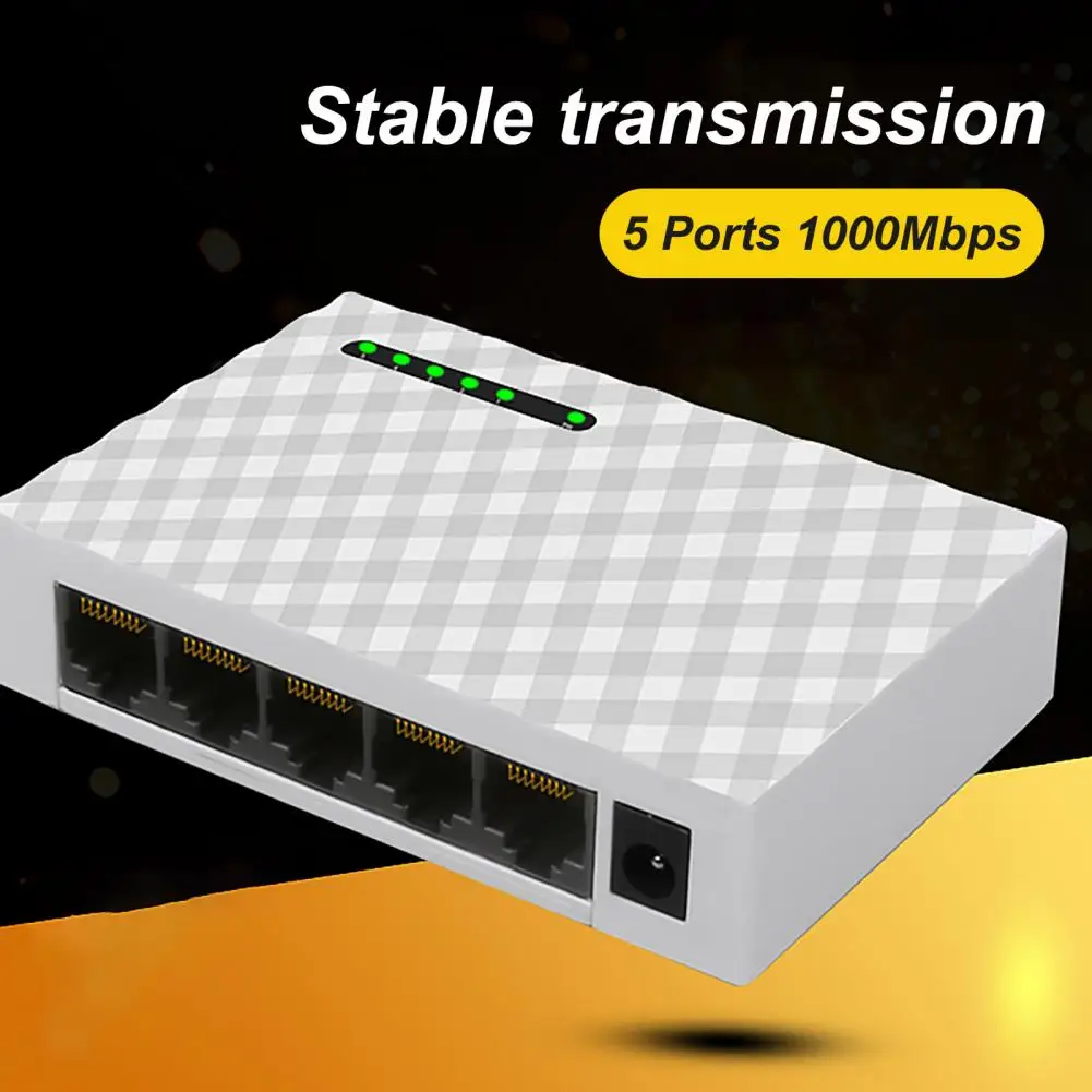 Switch Splitter Stable Output 5 Port Ethernet 10/100/1000Mbps RJ45 Ethernet Adapter Hub Stable Network Hub US/EU Plug