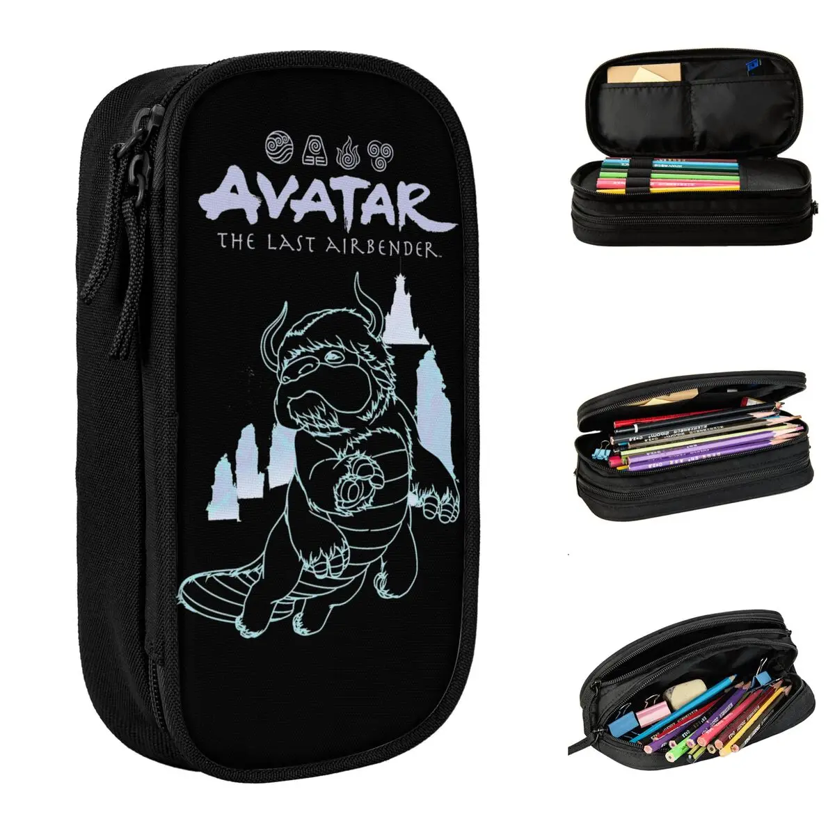 Trousse à crayons Avatar le dernier maître de l'air Appa Line Art, sac à stylos pour étudiants, grand rangement, cadeau de bureau