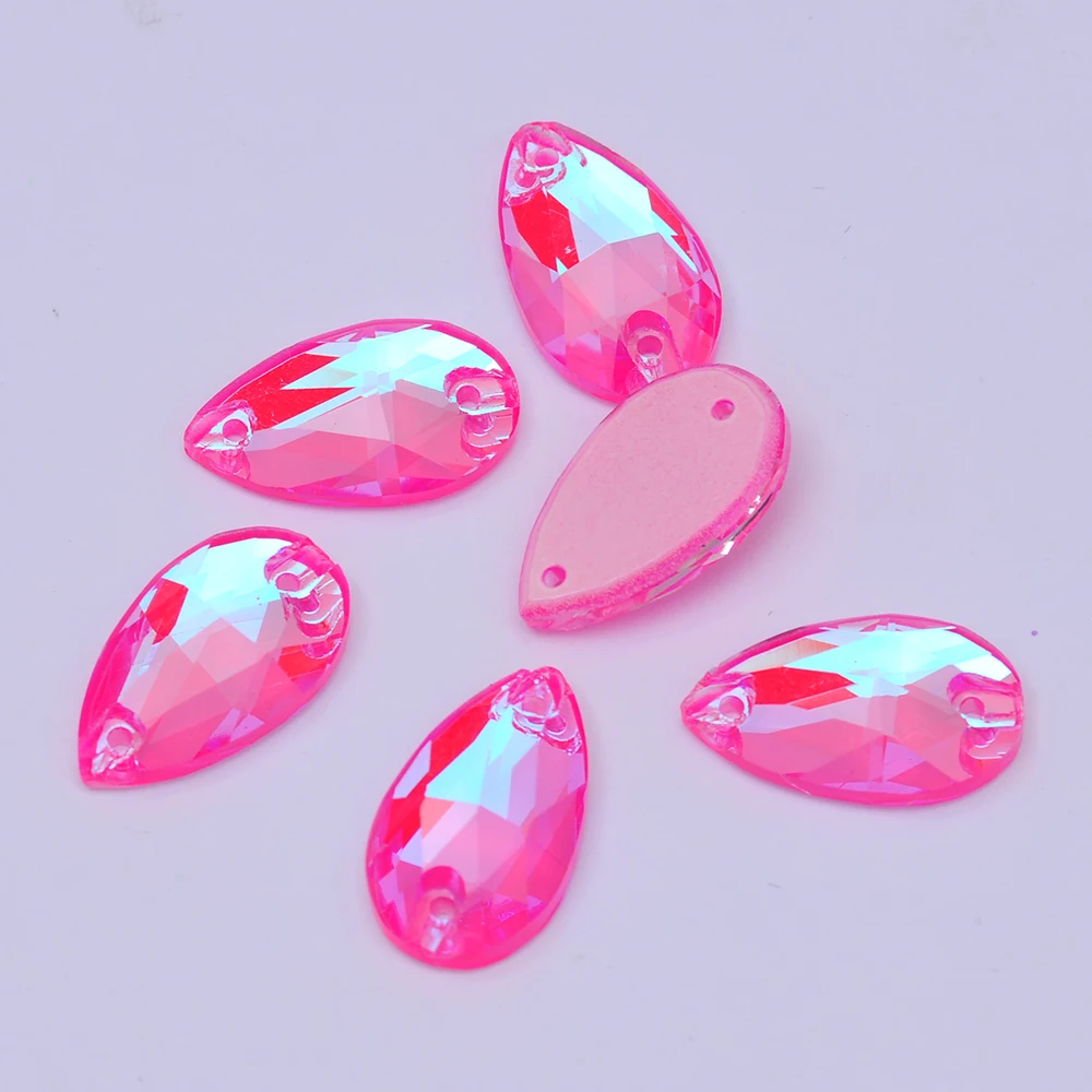 PUBRILEX Elektrisch Rosa DeLite DIY Näh-Glasrhinestones Rosa AB Strass Flache Glitzer-Dekokristalle für Kleidung und Taschen – Detail 3