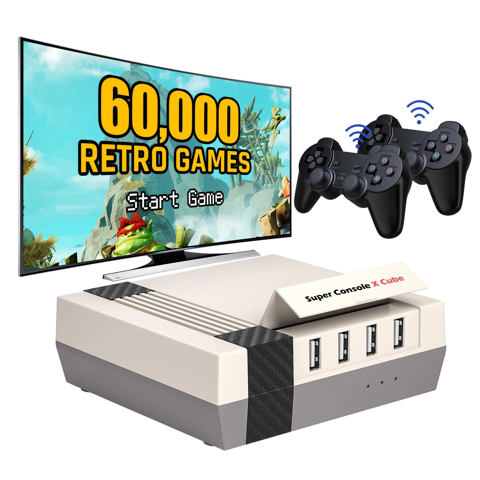 

Kinhank Video Games Consoles Super Console X Cube Retro Game Console with 60,000+ Classic Games Compatible with PSP/PS1/DC,Etc