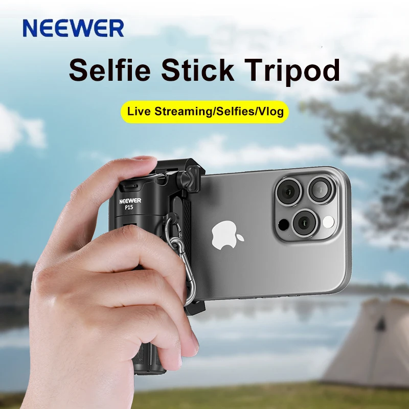 NEEWER P15 3-in-1 Combination Foldable Selfie Stick Handheld Tripod and Hand Grip with Bluetooth Remote Shutter for Smartphone