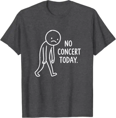 Lustiges trauriges Strichmännchen, kein Konzert heute, Musikliebhaber, Humor-T-Shirt, Y2k, verspieltes Comic-Grafik-Spruch-T-Shirt, personalisierte Streetwear – Detail 12