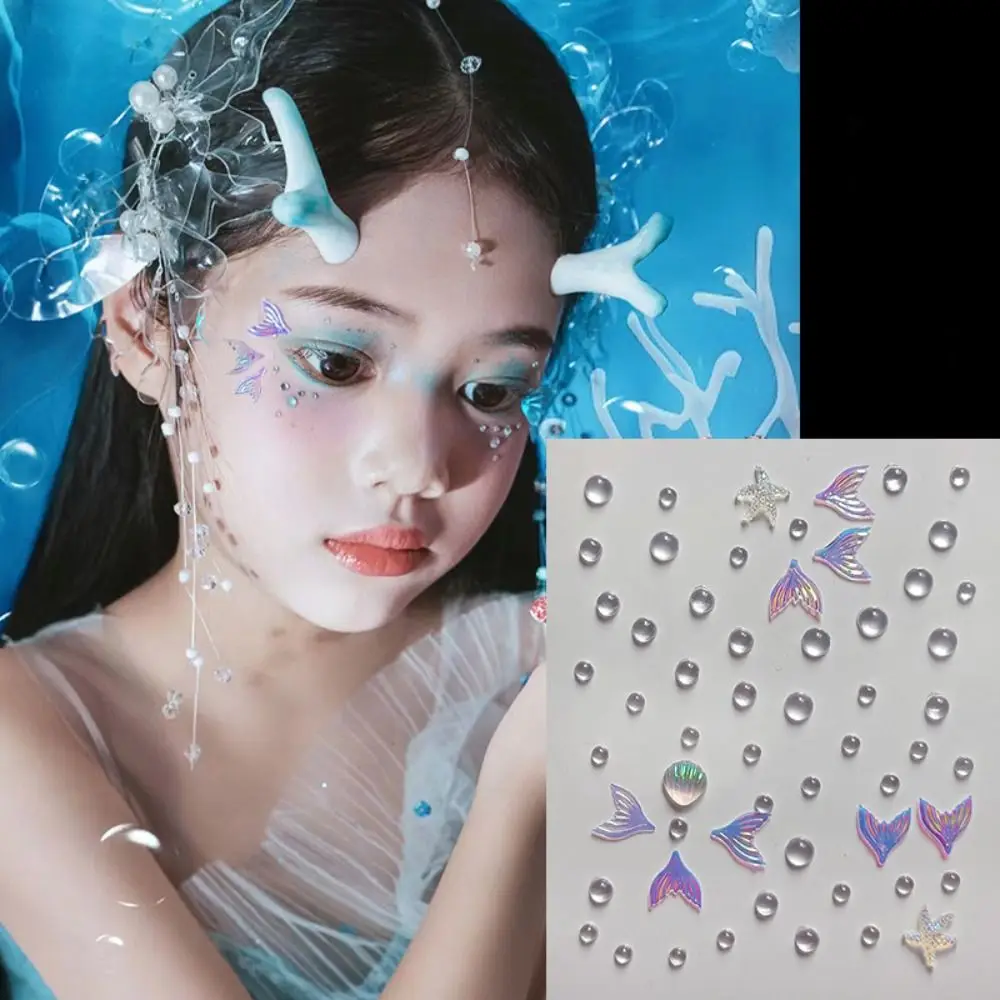 3D Hair Crystal Sticks Self Adhesive Stick On Resin Stickers Women Eyes Face Body DIY Face Crystal Stickers for Hair Face Makeup